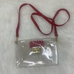 Indiana Hoosiers Clear Stadium Crossbody Bag Red Strap Gold Turn Lock IU